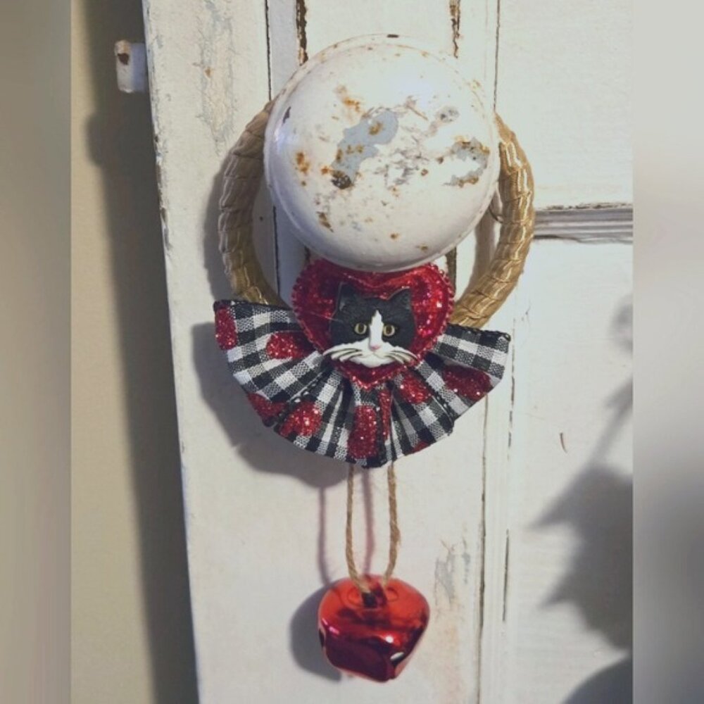 Tuxedo Cat Door Decor Door Knob Hanger Cat Lady Kitty Home Decorations OOAK